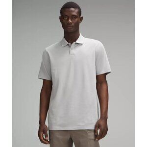 Lululemon Men's Sz. L Pique Classic-Fit Short-Sleeve Polo Shirt in Silver Drop